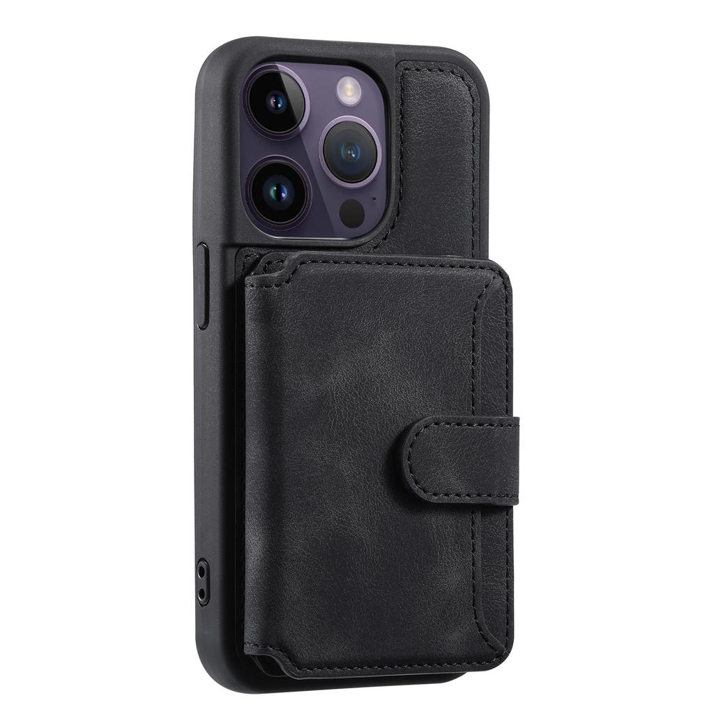 RFID Blocking Wallet Cover for iPhone 15 Pro,Leather Coated TPU Phone Case with Kickstand