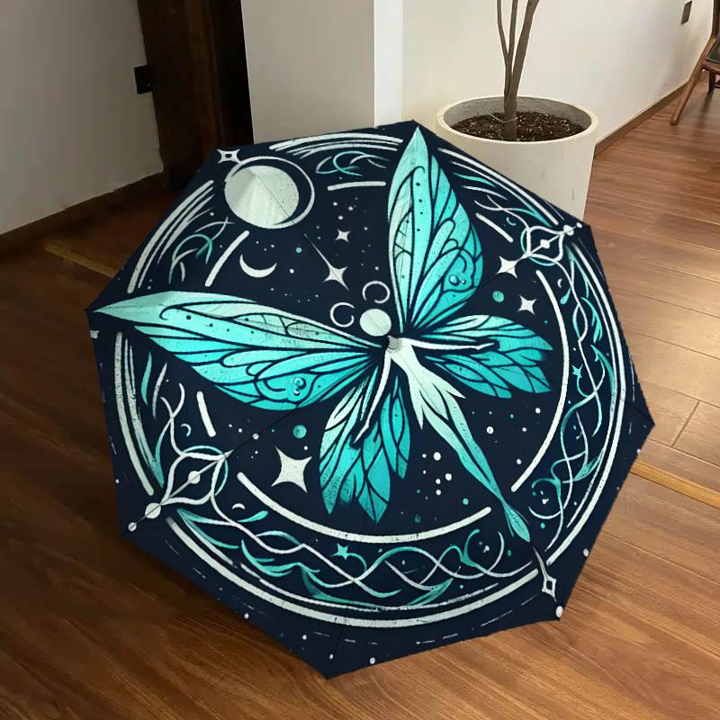 1pc Enchanted Celestial Butterfly Mandala Umbrella with Plastic Handle,Suitable for All Seasons Home Travel Outdoor UmbrellaDD998