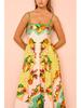 2025 European & American Women's Summer Sleeveless High-Waist Swing Dress with Sexy Suspender & Print Design