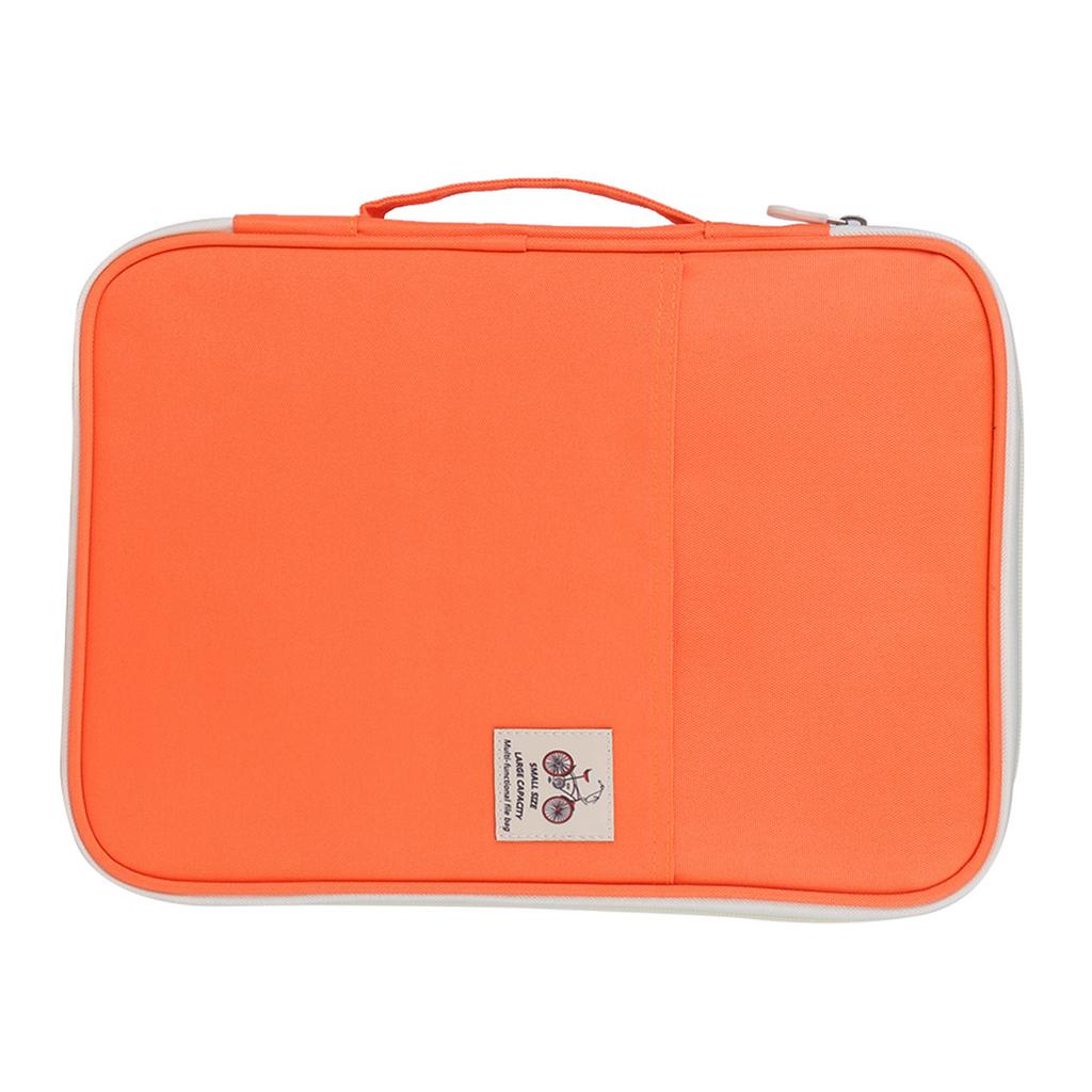A4 Document Bag File Folder Portfolio Organizer Computer Notebook Zippered Case (Orange)