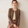 Women's Versatile Round Neck Casual Cashmere Knit Cardigan - Lightweight, Large Size Outerwear