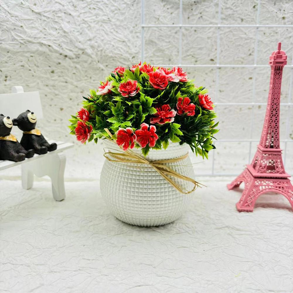 Artificial Chrysanthemum Indicum Hemisphere Potted Plant With Plastic Material For Home Decor