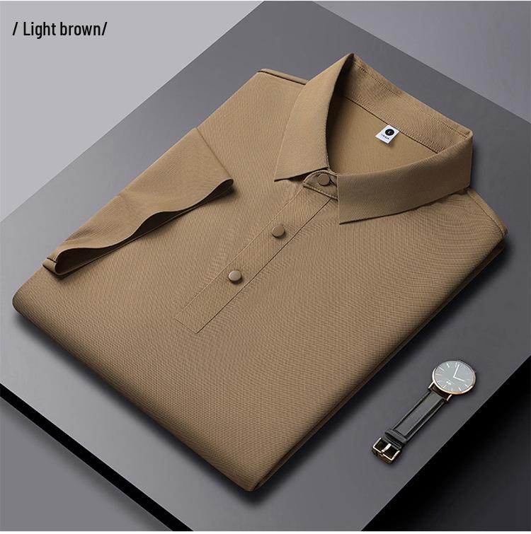 

Мужская бесшовная летняя рубашка-поло из ледяного шелка 2025 года - Быстросохнущая, Защита от солнца, Короткий рукав 3XL