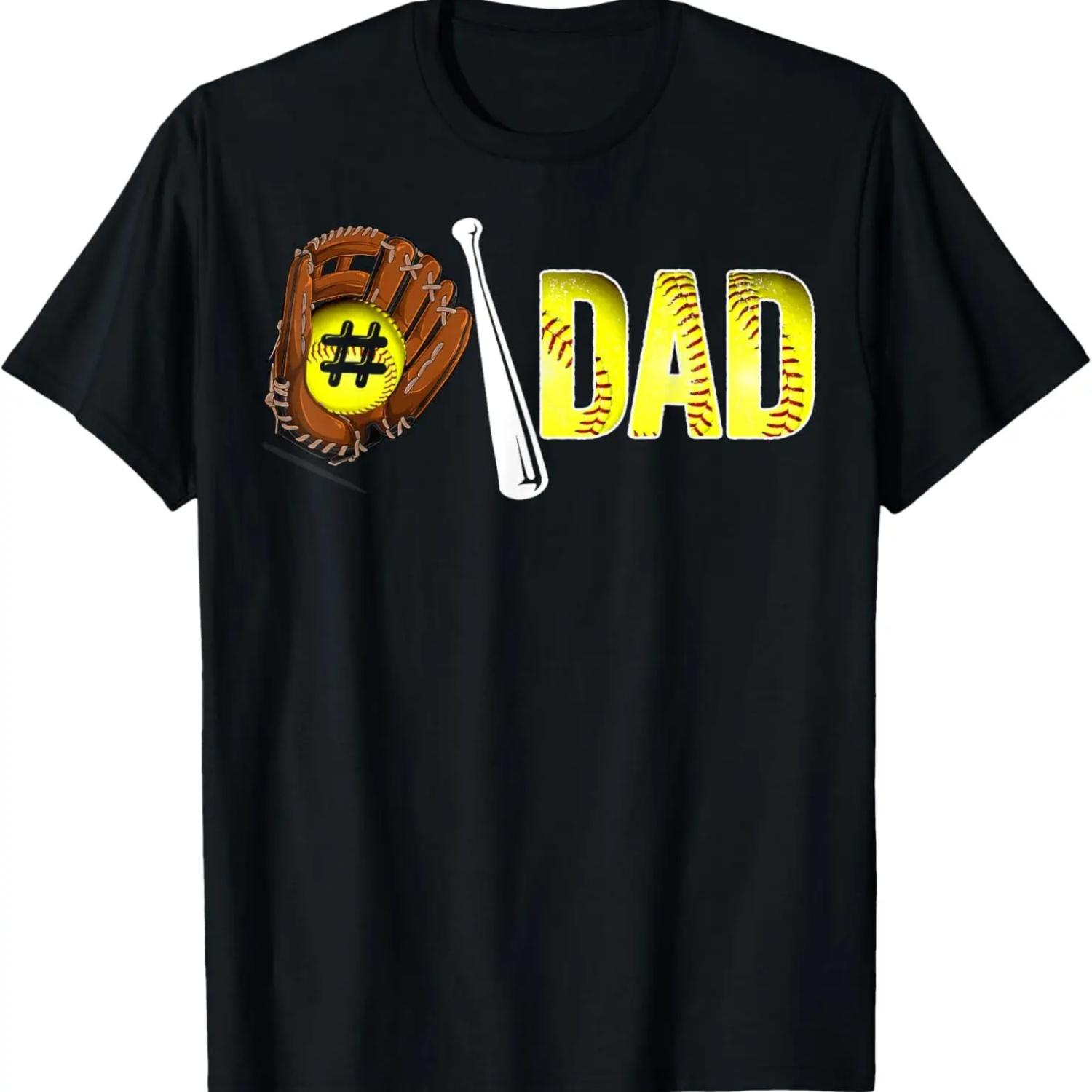Number One Softball Dad Fathers Day Funny Softball Papa T-Shirt S чёрный