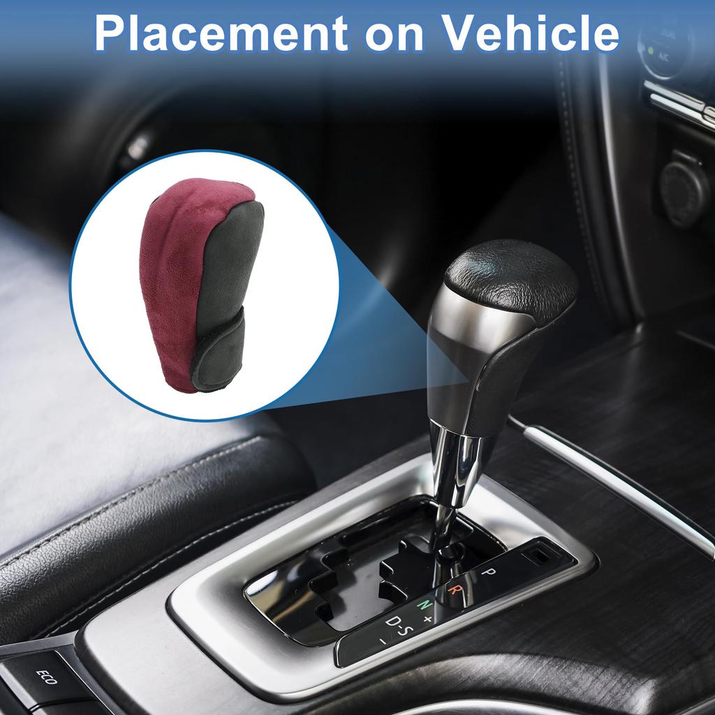A ABSOPRO Gear Shift Knob Cover Decoration 11x5.5cm/4.33"x2.17" Stick Shift Handle Protector Suede Red 1pc