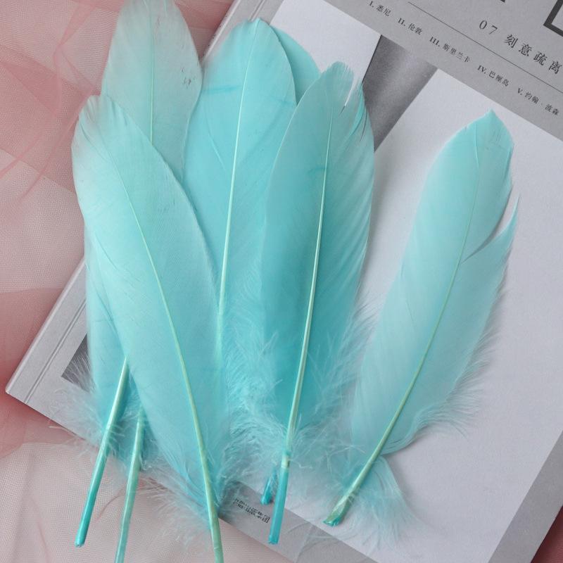 

50/100 шт. Натуральные гусиные перья 15-20 см Синий перьевой плюмаж для DIY поделок, изготовления украшений, домашнего декора 50pcs озеро синий