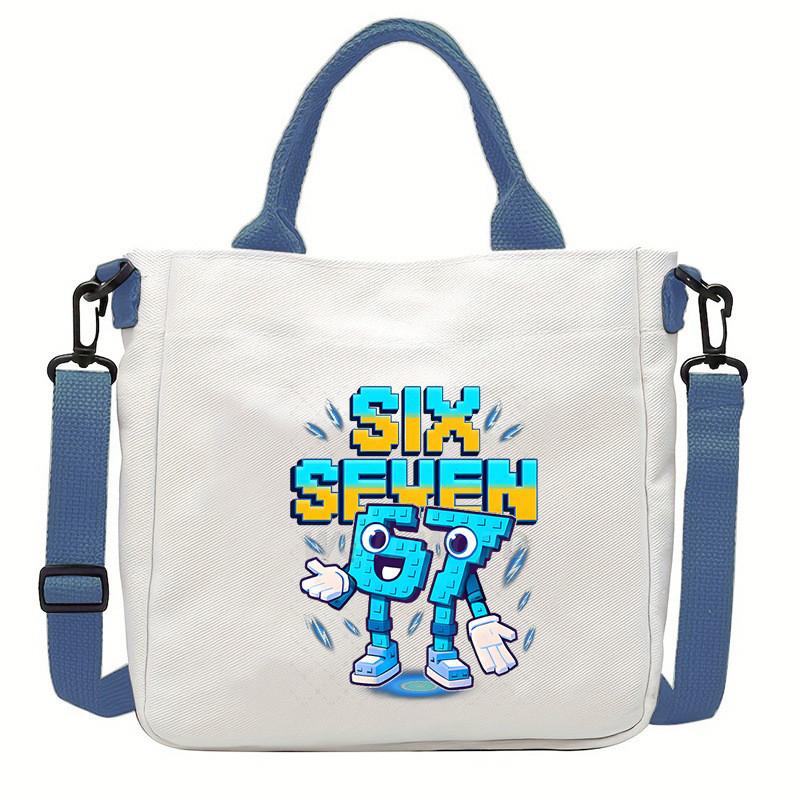 Steal a Brainrot 67 Printed Student Crossbody Bag Casual Canvas Shoulder Bags