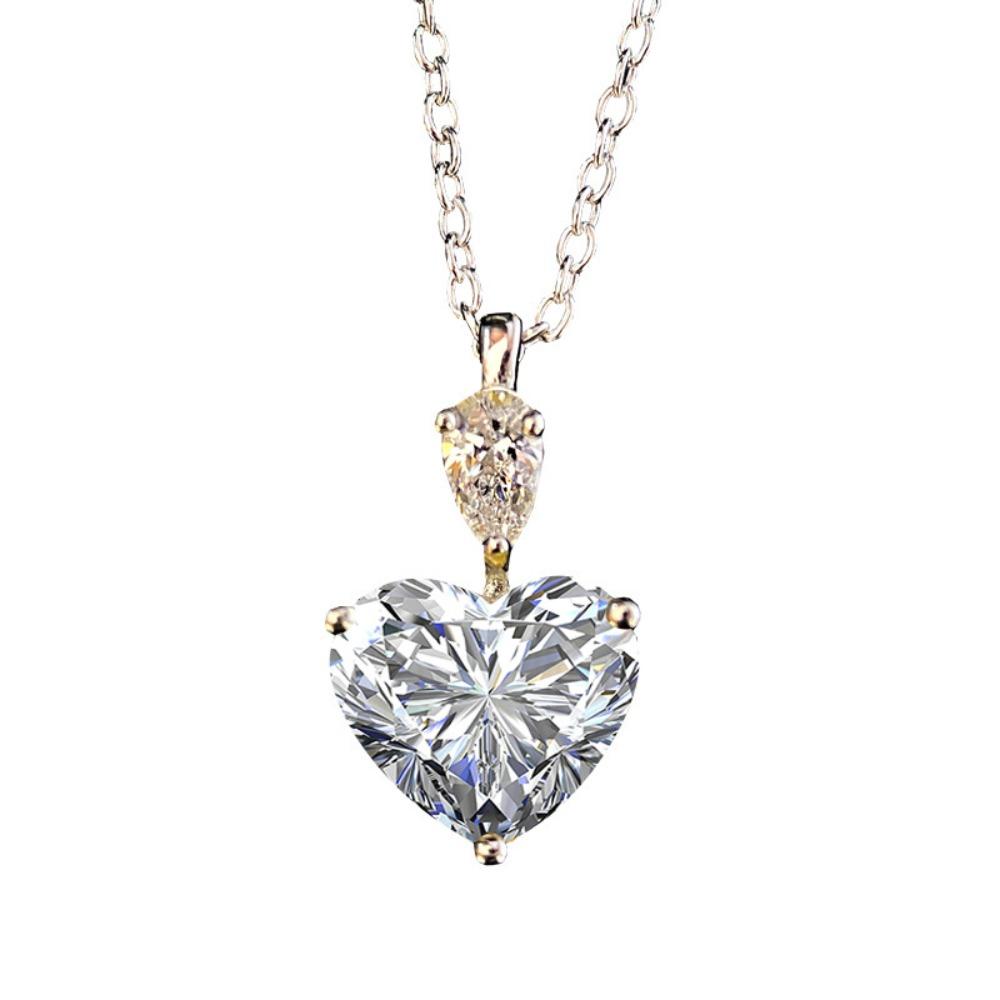

Elegant Minimalist Necklace Yellow Zircon Heart Pendant Simulated Moissanite Luxury Jewelry for Women