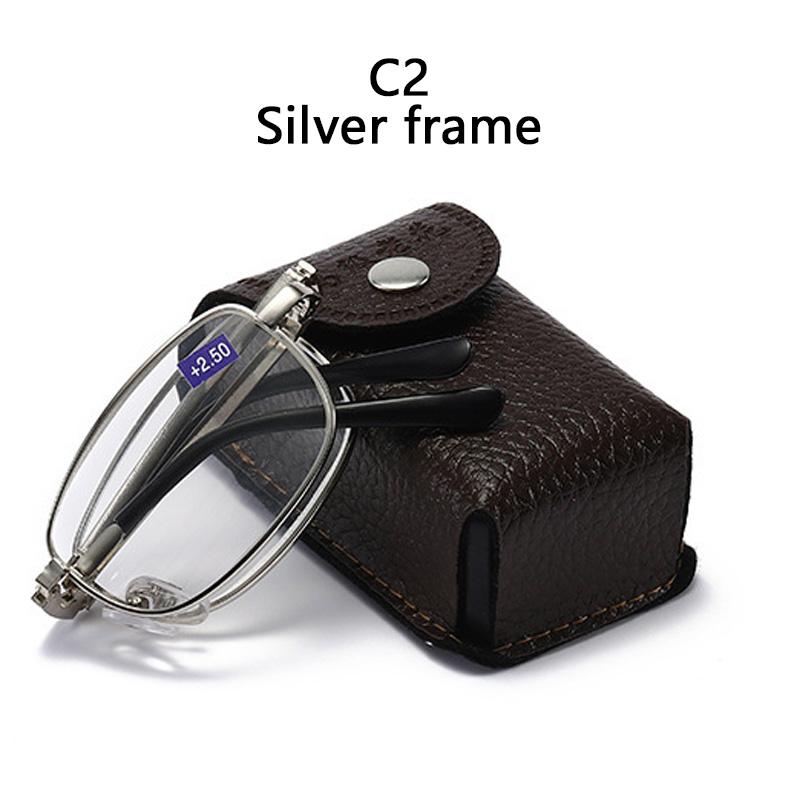 Fashion Portable Folding Reading Glasses Men Women Oval Metal Frame Presbyopic Magnifying Glasses Male Female Eyewear with Case