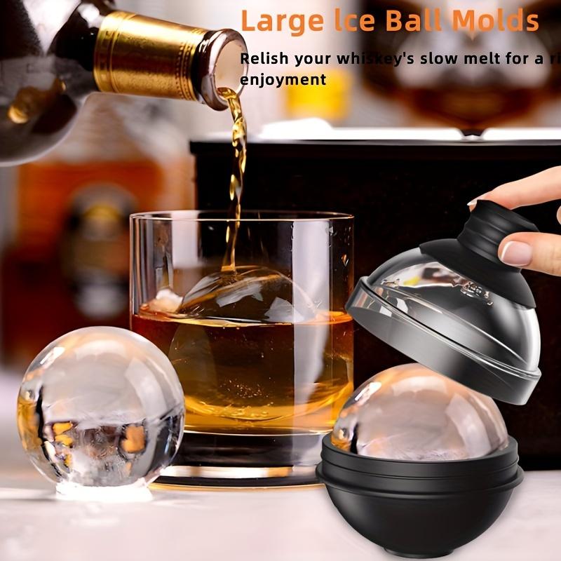 1/4Pack Silicone Ice Ball Maker 2.4Inch Whiskey Large Sphere Ice Mold with 2in1 Funnel Lid Cocktails Ice Cube Tool Kitchen Acces