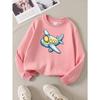 European sizes Kids Sweatshirts, Girls' Autumn Winter Cute Cartoon Airplane Print Long Sleeve Round Neck Sweatshirt, Casual Daily Wear.
