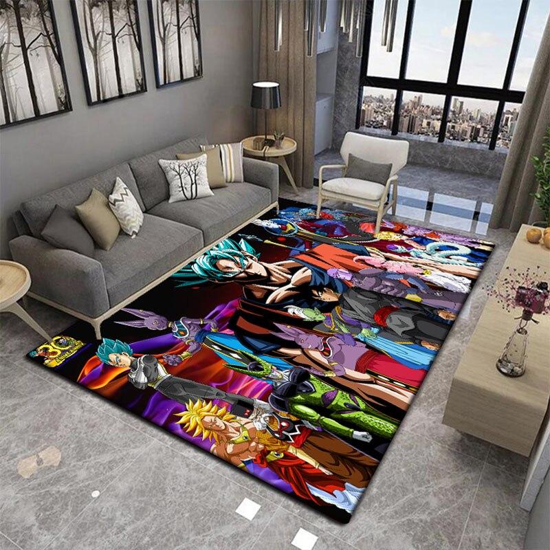 Novedosa y suave alfombra cuadrada de dibujos animados japoneses de Son-Goku para sala de estar, felpudo para cocina y baño, alfombra antideslizante multifunción.