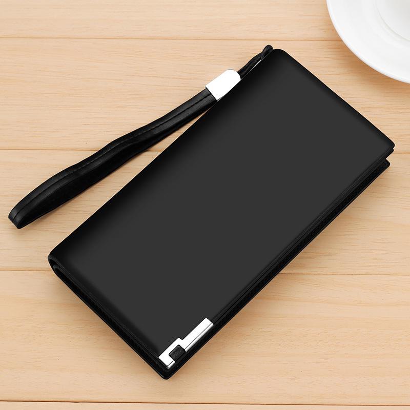 Carteira masculina de grande capacidade com zíper longo e compartimento para vários cartões