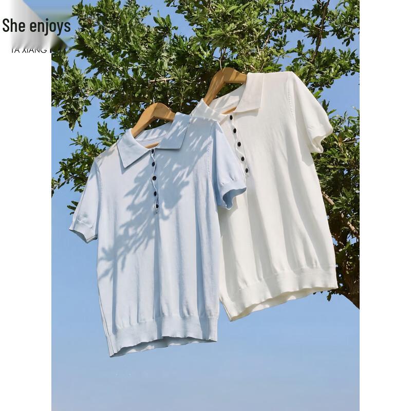 Damen Kurzarm-Polo-Strickoberteil