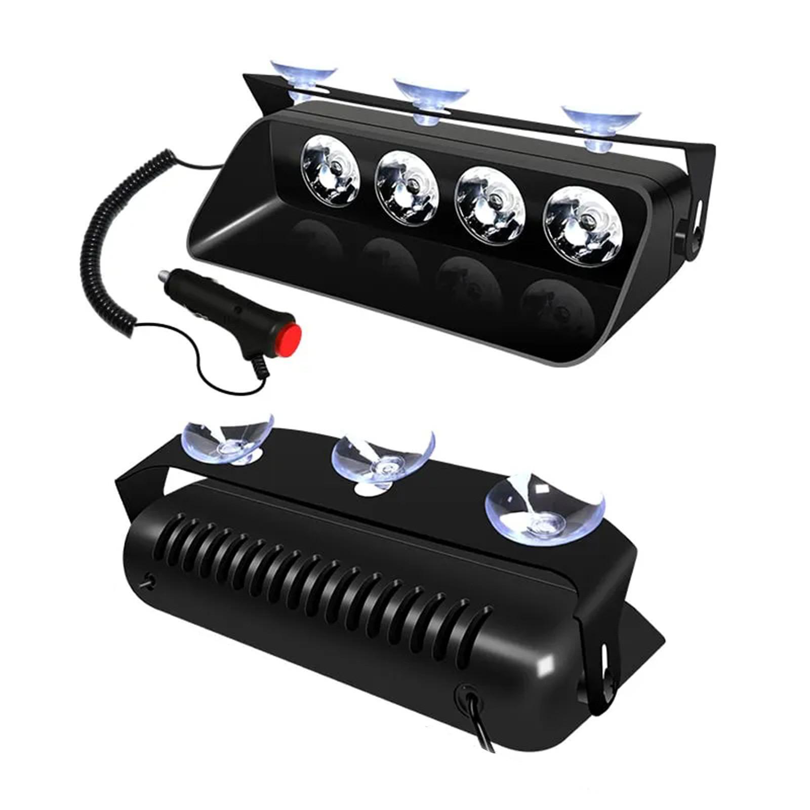 

Аварийные стробоскопы, 4 светодиода, 16 режимов мигания, светодиодные сигнальные стробоскопы для крыши/приборной панели/лобового стекла транспортных средств с присосками, белые