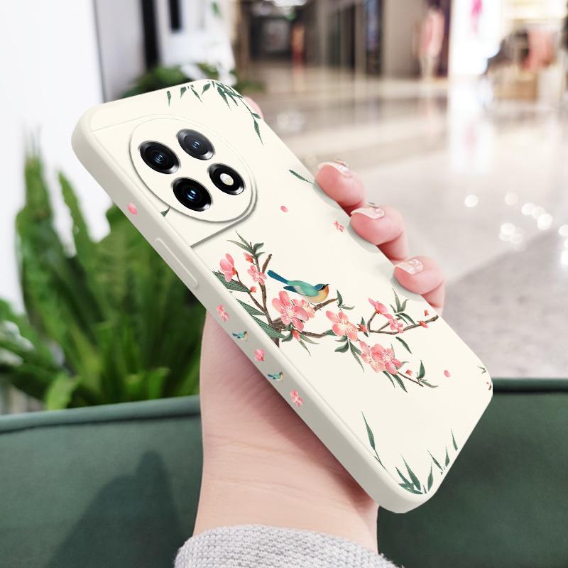 Falling Sakura Phone Case For Oneplus 13 13R 12 12R 11 11R 10 10R 10T 9R 9RT 9 8T 8 7 7T Pro 5G Liquid Silicone Cover