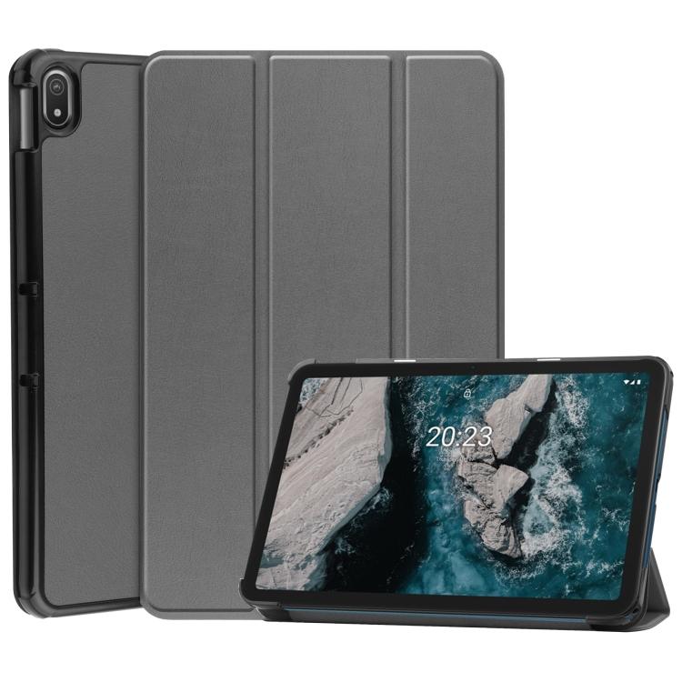 Voor Nokia T20 Drievoudige Houder Custer Textuur Lederen Tablet Hoes