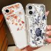 Creative Flower Printed Bling Diamond Case For iPhone 17 Pro Max 16 15 14 13 Pro Max Shockproof Soft Silicone Clear Phone Cover