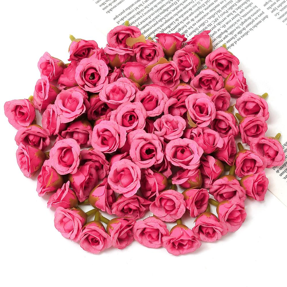 10/40Pcs Rose Artificial Flowers 2CM Fake Flowers Home Room Decor Garden Wedding Decoration DIY Scrapbook Garland Gift Accessory