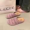 Retro popular thick-soled hollow bag head slippers women's summer wear 2025 new models with skirts, non-slip holes and half tows