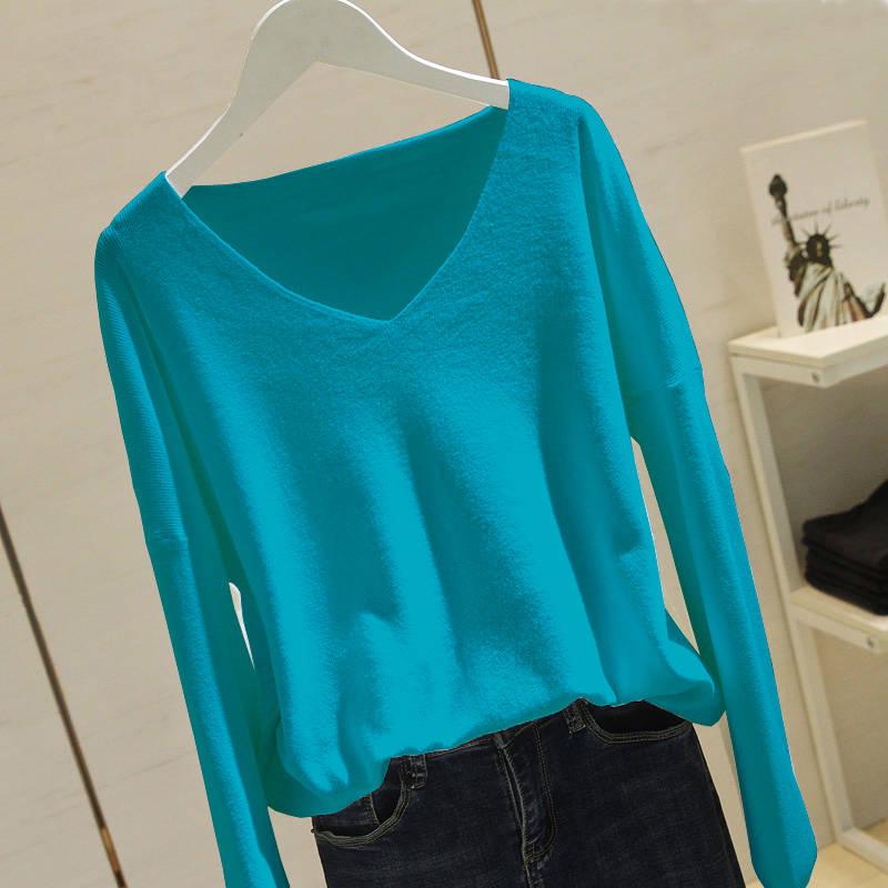 

Pofulove зимний свободный свитер с длинными рукавами и v-образным вырезом, женский теплый мягкий свитер, женская рубашка XXL