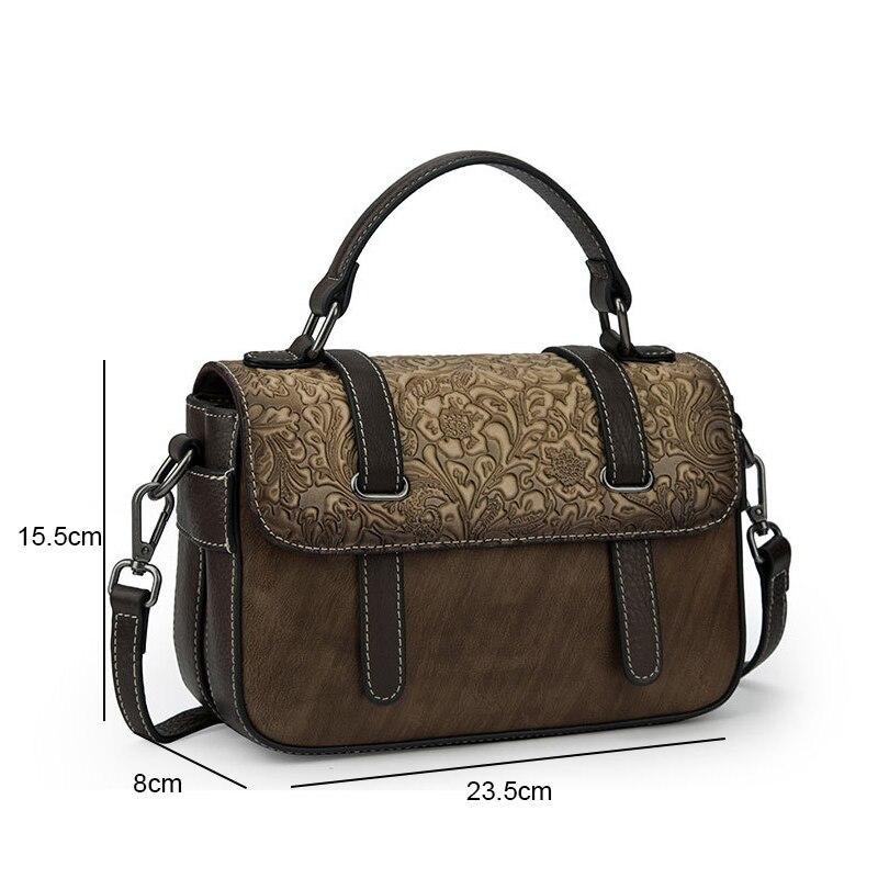 Johnature Retro artesanal gravação bolsa feminina lazer couro genuíno grande capacidade feminino ombro saco do mensageiro