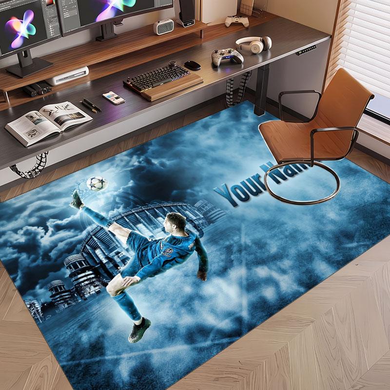 Tappeto Personalizzato Cristiano Ronaldo Modello Stampa Nome Testo Morbido Antiscivolo Tappeto per Pavimento per Decorazione Interna Casa