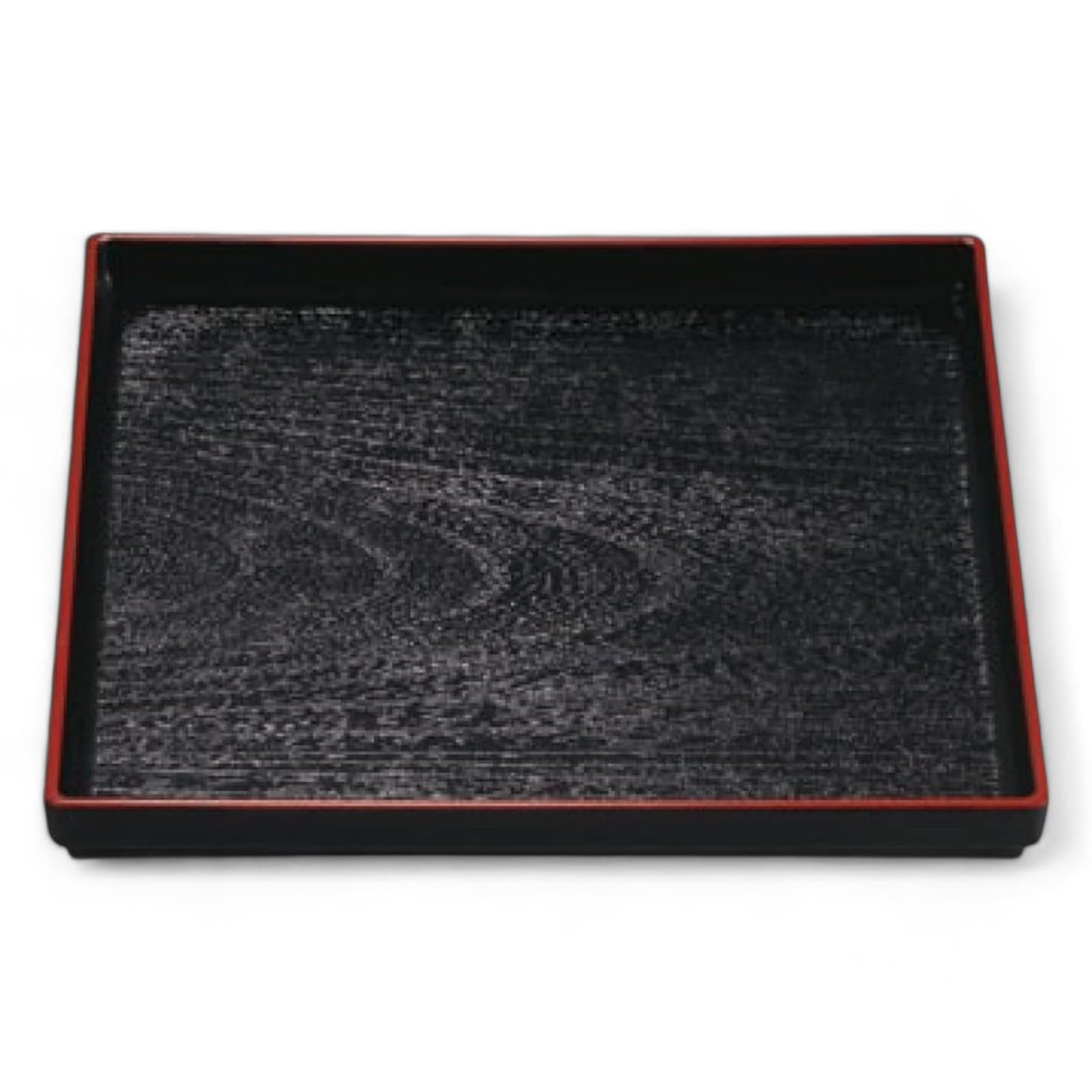 

Square Wood Grain Tray Lacquerware Made in Japan J-kitchens 8-inch (Tray) Black/Red, Non-Slip, 24cm, (ABS Resin),