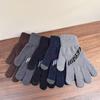 Gloves Men's Winter Korean Version Knitted Warm and Cold-proof Touch Screen Plush Gloves Winter Student Riding Finger Gloves Batch