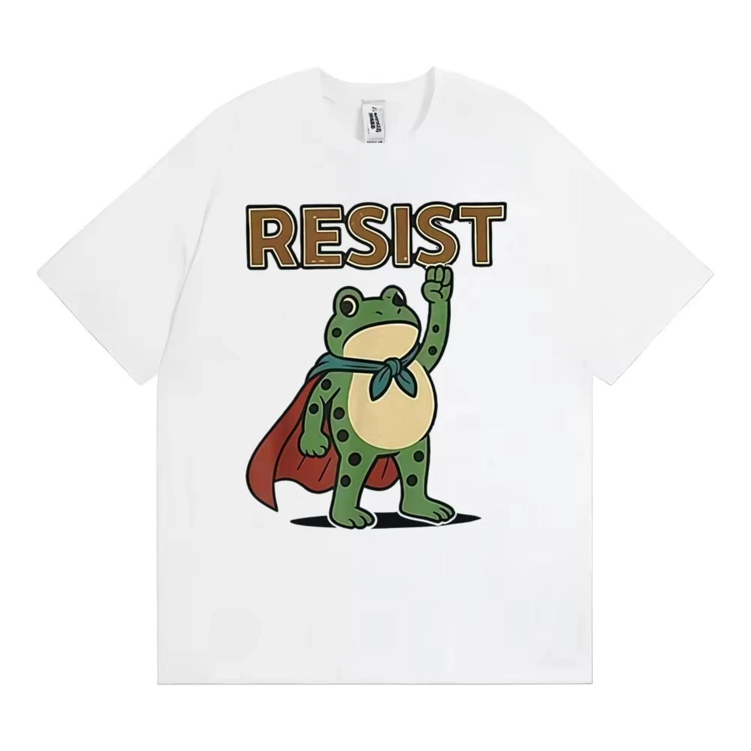 

Funny Resist Portland Frog Protest Against Classic T Shirt Unisex Fashion Humor Loose Oversized T-shirt Men Summer Tops T-shirts S чёрный