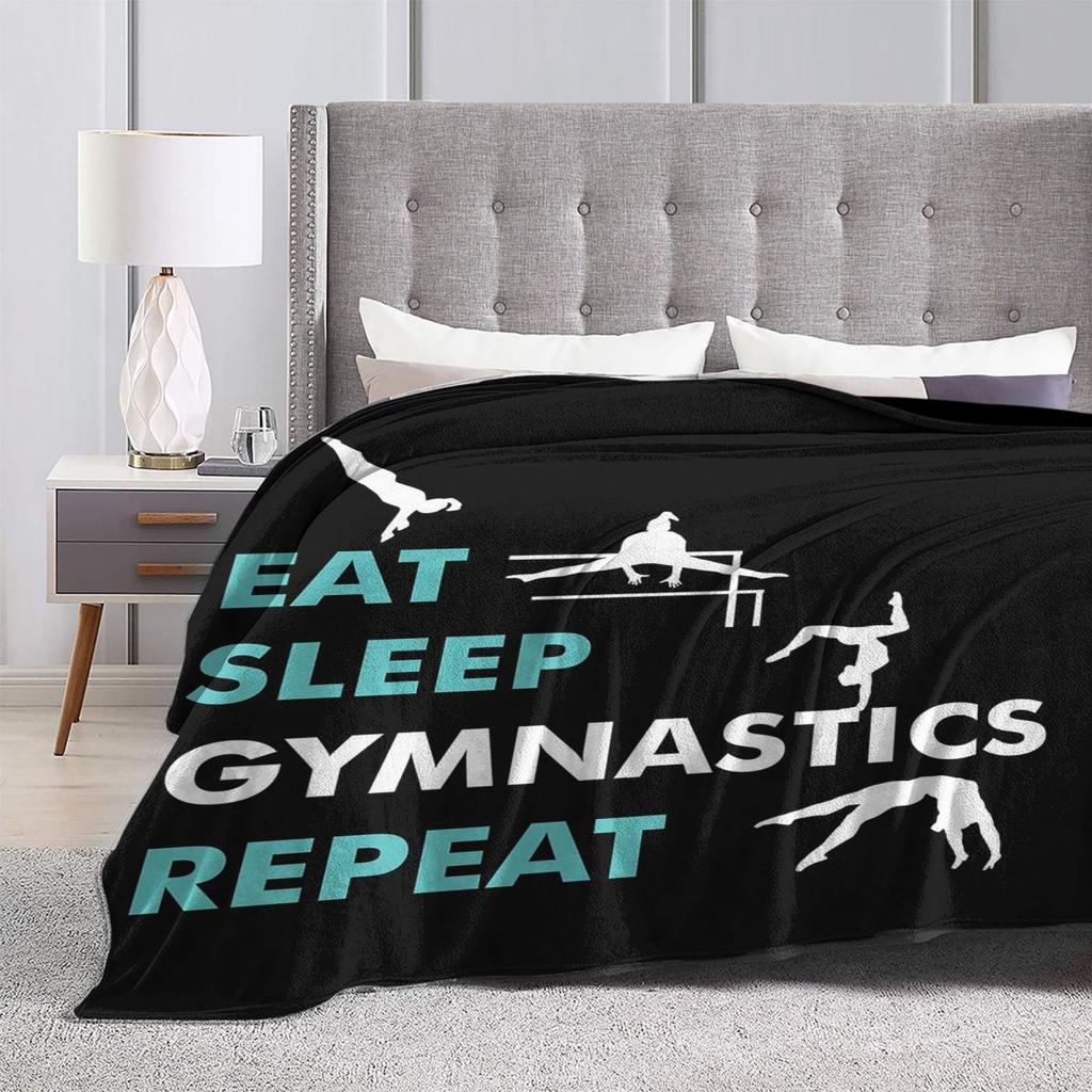 Eat,Sleep, Gymnastics, Repeat Gymnastics Blanket Soft Warm Flannel Throw Blanket Bedding for Bed Living room Picnic Home Sofa