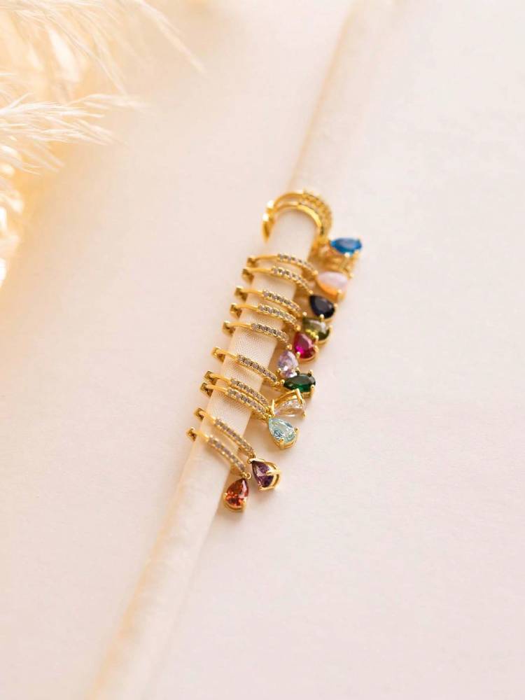 Copper Colorful Zircon Simple Fashion Water Drop Hoop Earring For Women Dating Partyt High Quality Fine Jewelry
