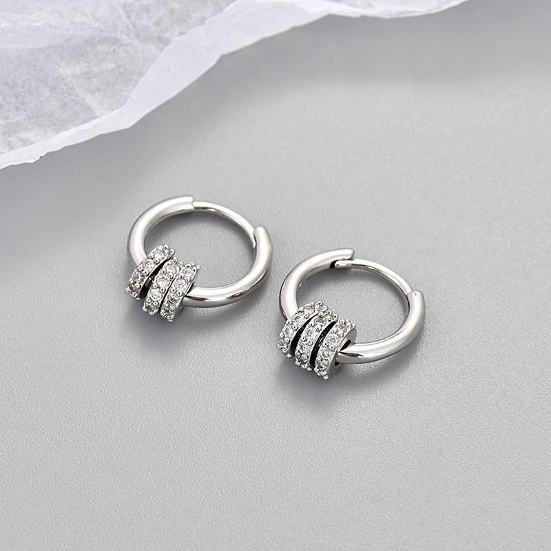Silver Color Two Wear Methods Small Circle Earrings Women Unique Design Light Luxury Jewelry
