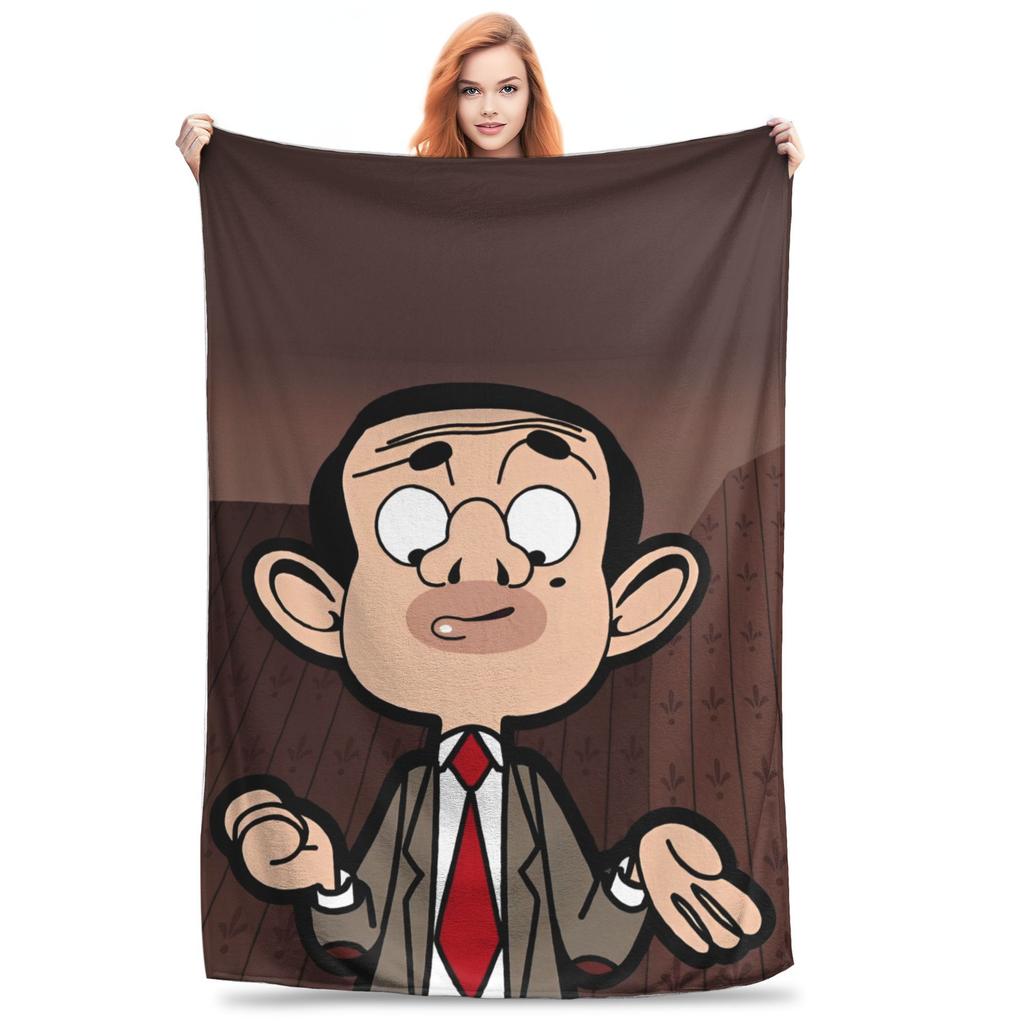 Mr Beans Cartoon Blankets  Plush Funny Warm Throw Blanket for Home Restaurant Spring Autumn,