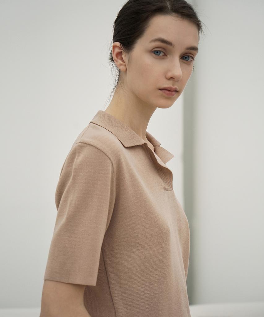RE RHEE Cuban Collar Short Sleeved Knit Shirt Be