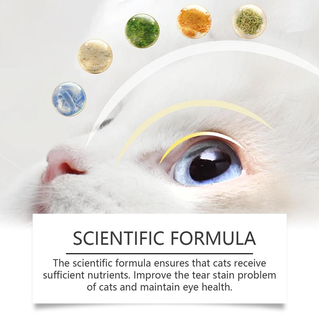 YEGBONG Tränenfleckenentfernungstabletten für Katzen Haustierergänzung Tränenfleckenentfernungstabletten für Katzen Befeuchten beide Augen