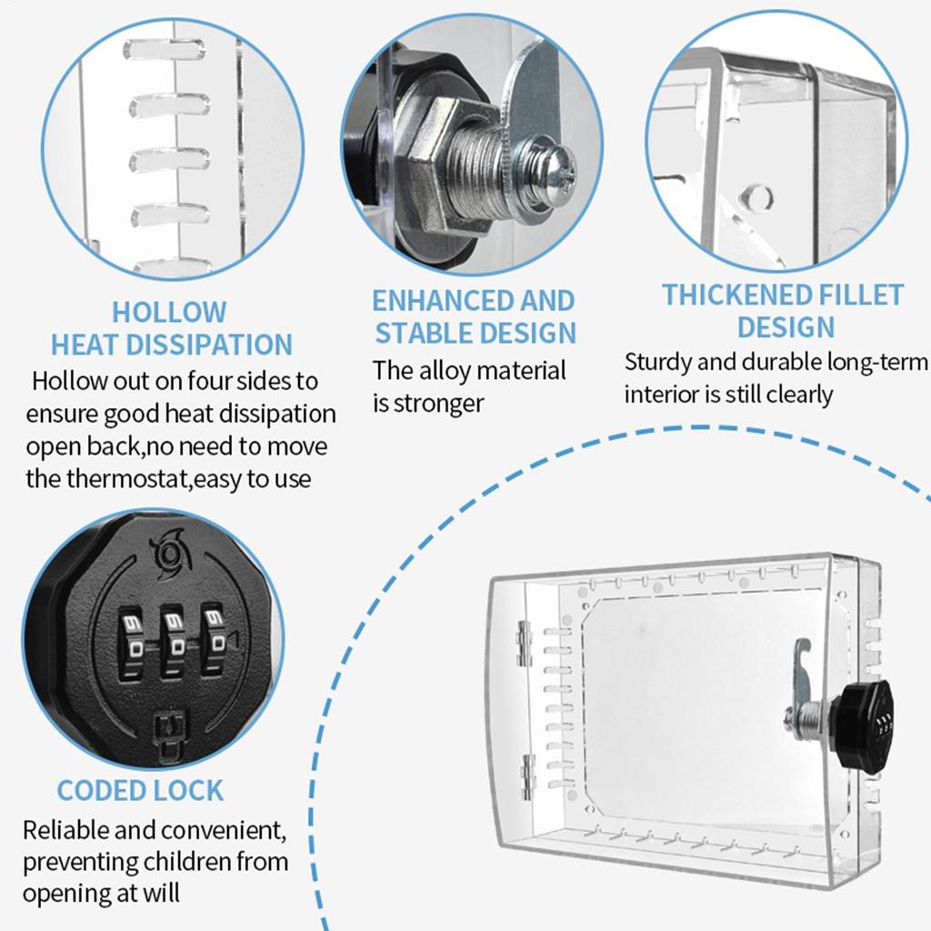 Thermostat Lock Box Heavy Duty Wall-Mounted Guard Lock Box for Thermostat on Wall for Home Office Restaurant Hotel School