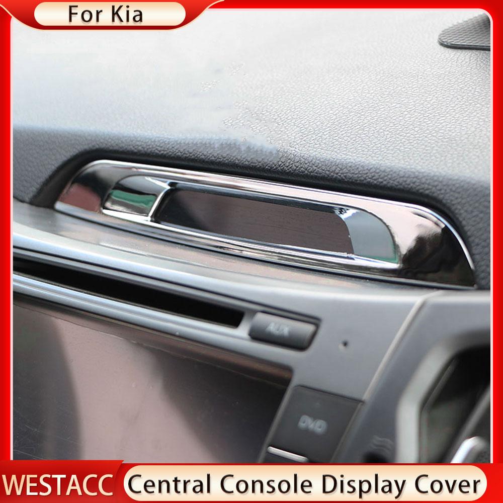 Abs chrome console central do carro display capa decoração adesivo guarnição para kia sportage r 2011 2012 2013 2014 2015