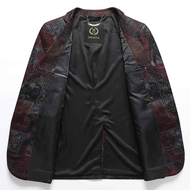 Men's Printed Suit Jacket Spring Middle-aged and Young Men's Suit Top Casual Single West