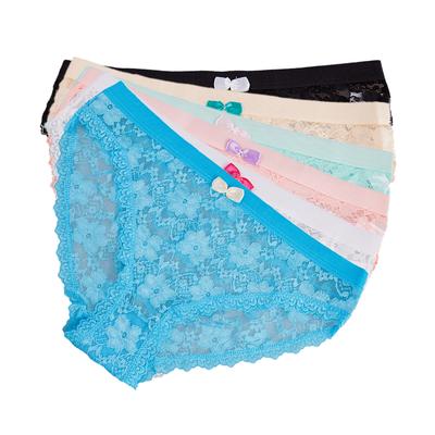 Bragas sexis de algodón para mujer, bragas transparentes de encaje Floral, ropa interior transpirable para mujer, 6 unids/set