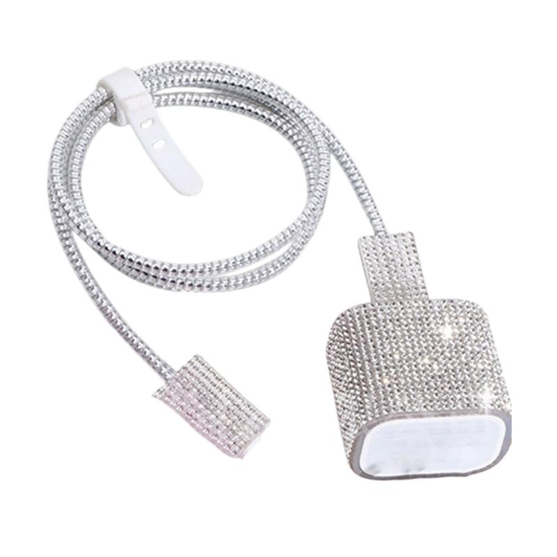 Sparkling Rhinestones Charging Protectors Set With TPU Cover And Cable Clip For 20W 18W Fast Charging Accessories