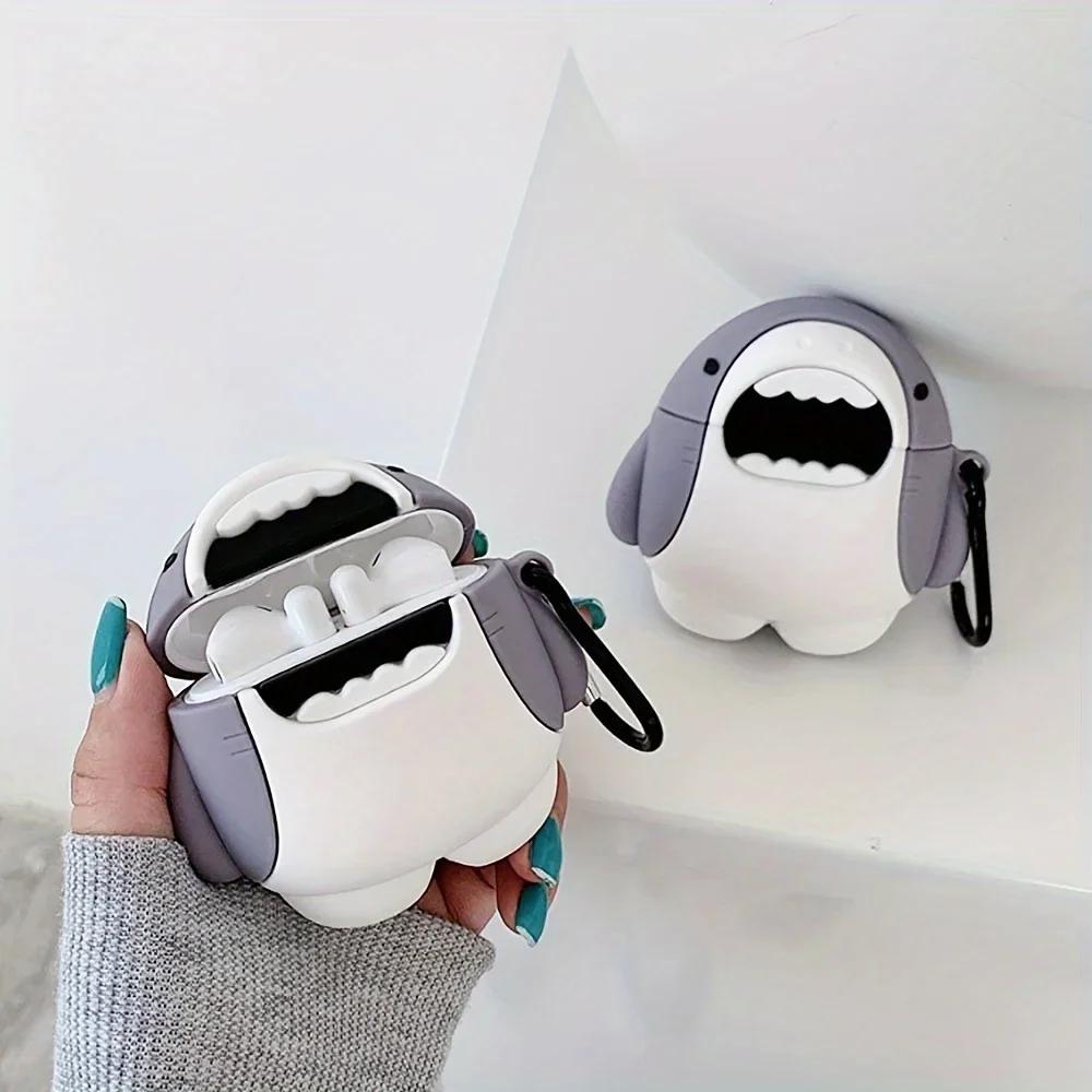 Schattige Siliconen Headset Cover Voor AirPods 4 1 of 2 3 Case Cartoon Haai Draadloze Bluetooth Oortelefoon Case Doosje Voor AirPods Pro 2 for Airpods 1 2