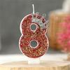 Red Birthday Number Candles Crown Glitter Red Candles For Cake 3D Shape Cake Topper Decoration For Wedding Reunions Theme Partie