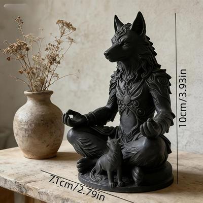 Gotische Weerwolf Welp Meditatie Beeldje Hoge Kwaliteit 3D Print Griezelig Kunst Ornament voor Kantoor Bureau Planken Decoratie Cadeau
