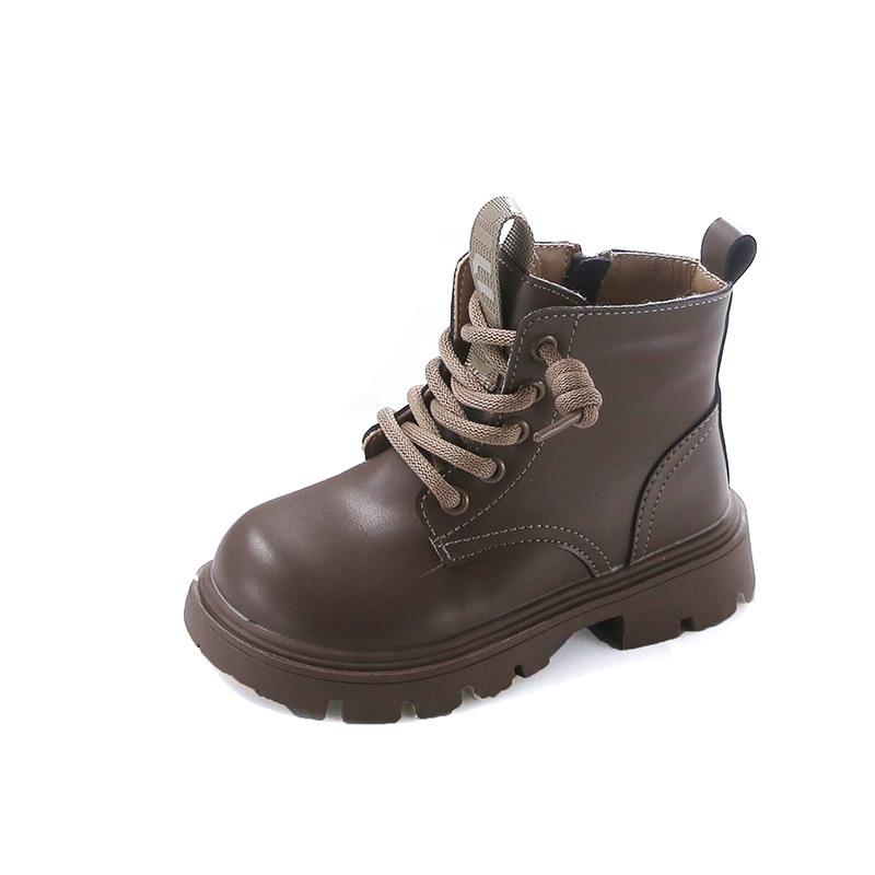 

Детские осенние ботинки Толстая подошва Черные ботинки для девочки Повседневные Школьные Универсальные Детская мода Ботильоны на платформе Круглый носок 27 хаки