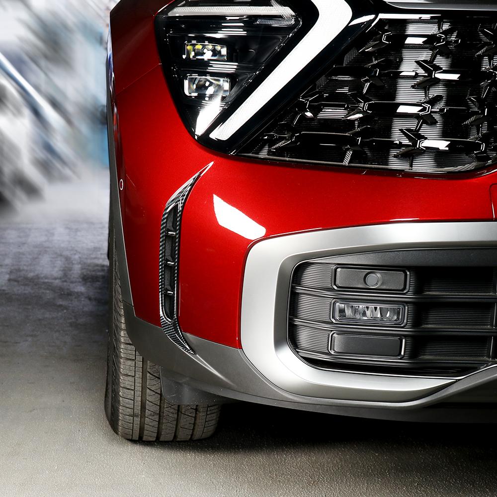 ABS Chromium Silver Carbon Fiber Style Front Fog Lamp Air Outlet For Kia Sportage NQ5 LHD/RHD