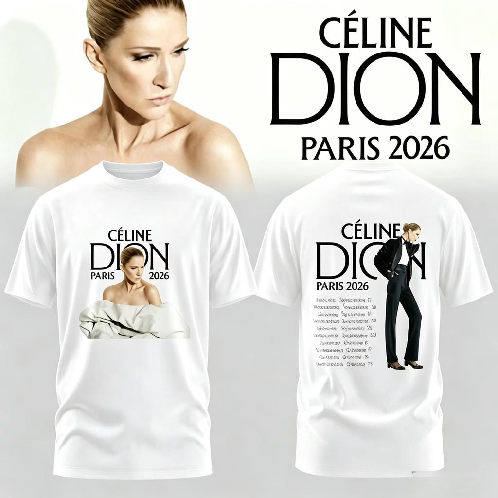 Celine Dion Parigi 2026 Fan Tour Regalo Maglietta Unisex Unisex 2026 Estate Nuova Moda Unisexs T-shirt Musica Pop Streetwear Hip Hop T-shirt