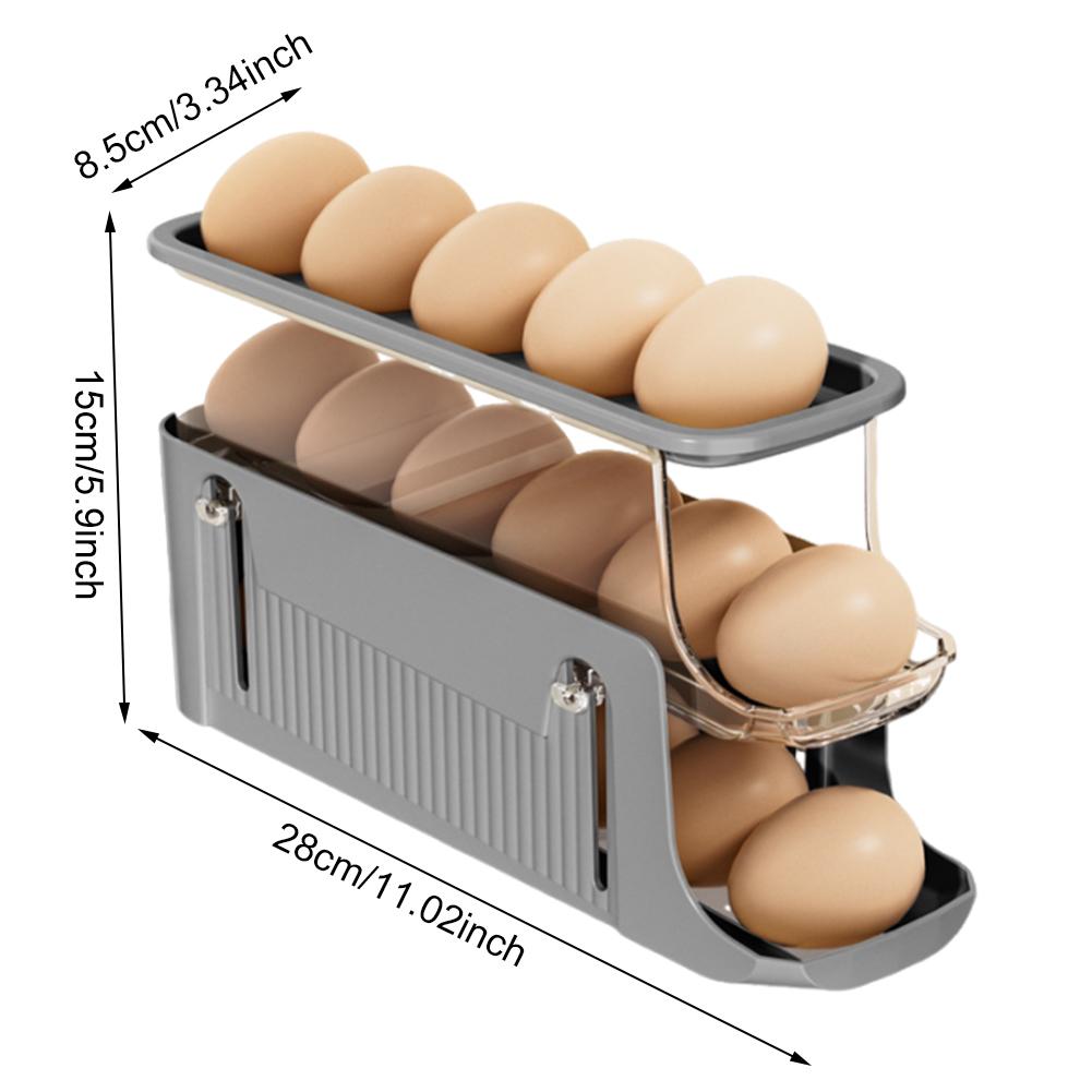 Egg Storage Box Egg Case Holder Large Capacity Egg Tray Organizer Household Space-Saving Eggs Rolling Rack for Refrigerator