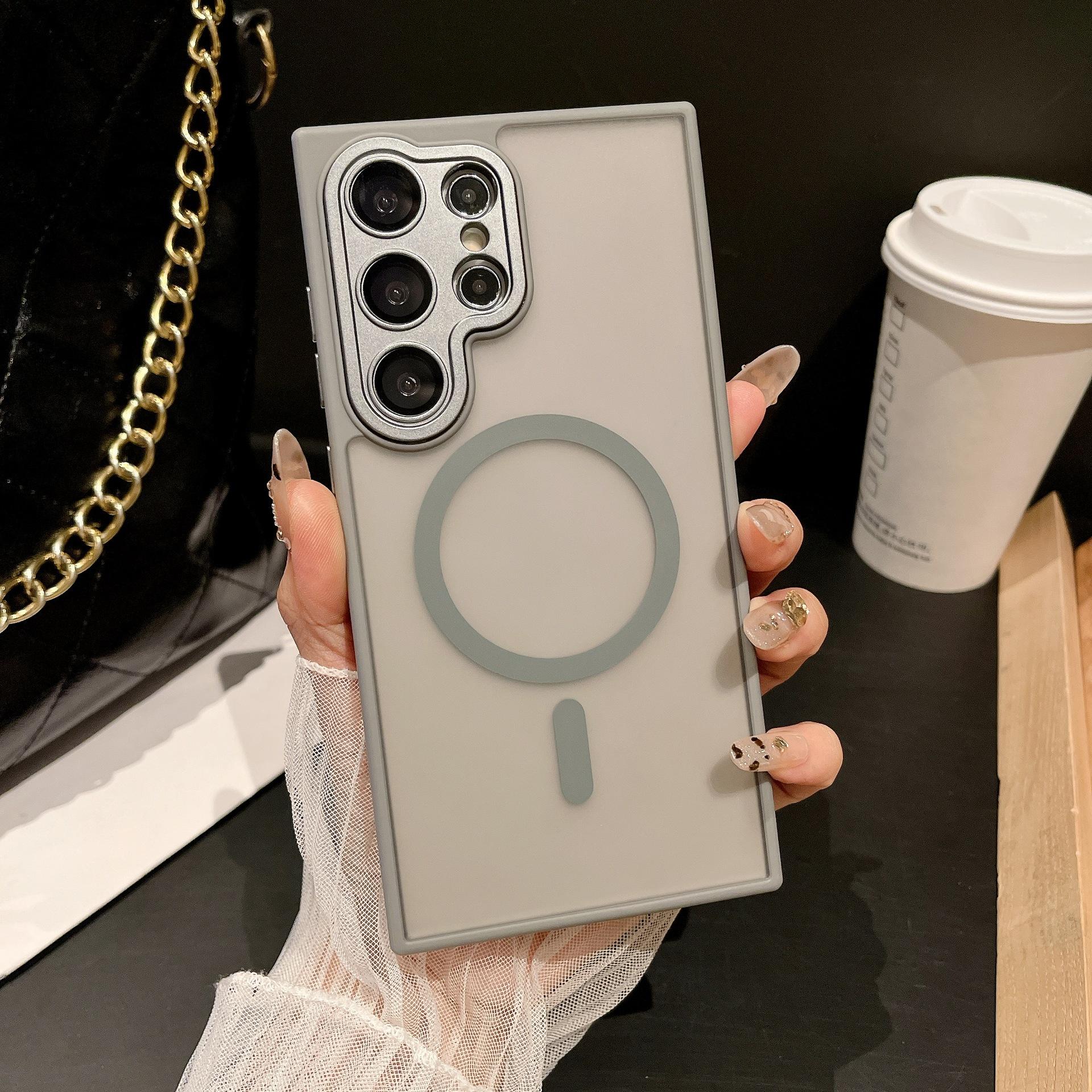 

Suitable for Samsung S25ultra Skin Sensitive Magnetic Suction Mobile Phone Case S24plus Matte S23 Lens Film Full Inclusive Protective Case S25Ultra