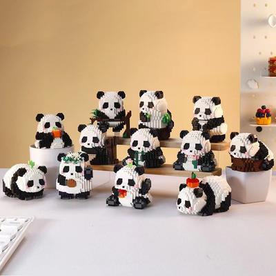 Bambole per bambini con microparticelle Costruzioni Ornamenti Panda Giocattoli Patchwork